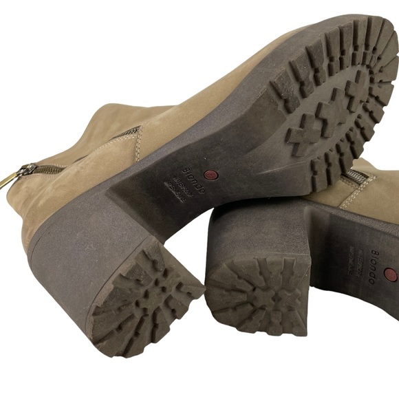 Blondo Waterproof Distressed Dual Side Zipper Genuine Leather Heeled Booties Tan - Picture 9 of 16